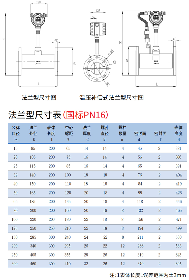 丁烷流量計法蘭式尺寸圖